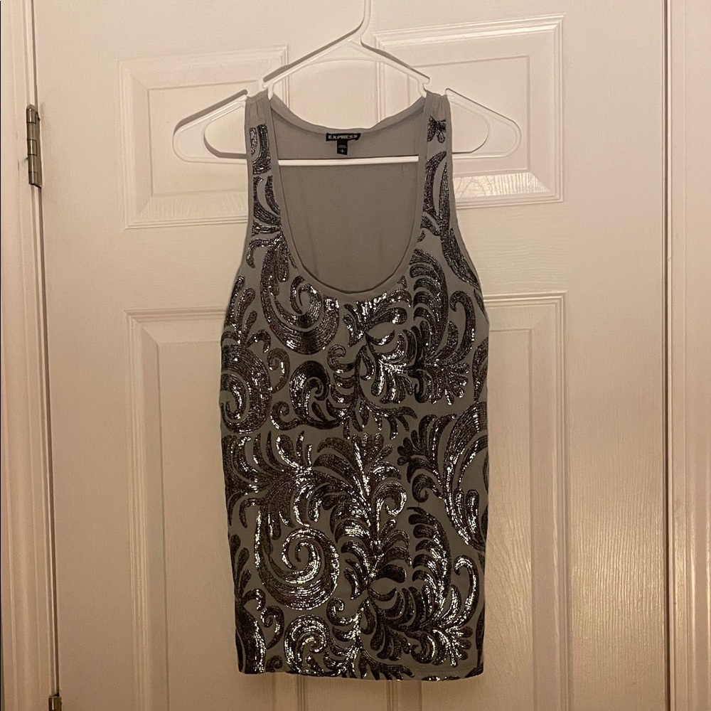 Express Shimmering Silver Top